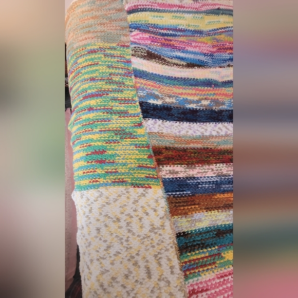SOLD - VINTAGE Handmade Chenille Knit XL Blanket, Weighted Blanket, Patchwork - Picture 7 of 16